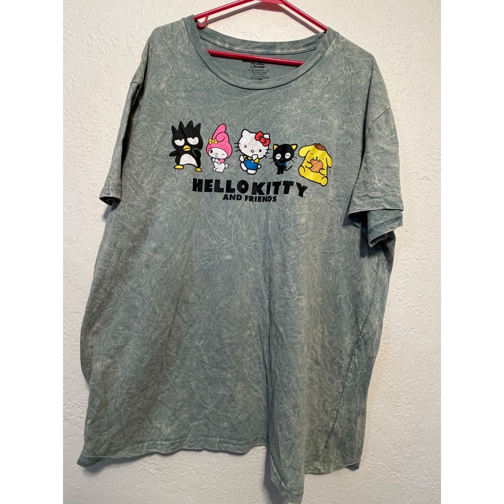 Sanrio Hello Kitty and Friends Acid Wash Graphic T-Shirt Blue 3XL Bioworld